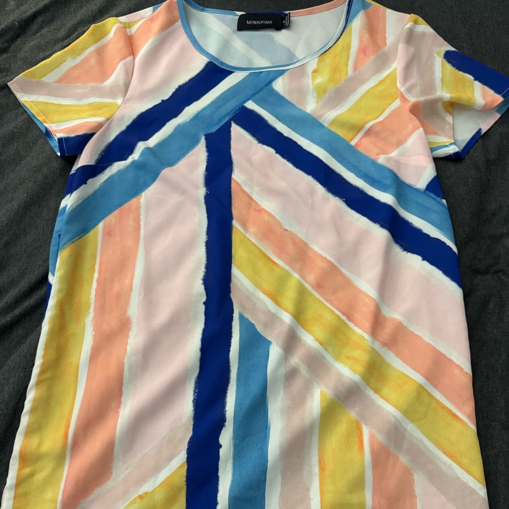 MINKPINK Mara Watercolor T Shirt Dress XS